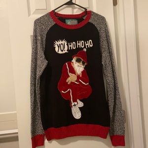 Ugly Christmas Sweater - Yo Ho Ho Ho Hip Hop Santa - size M